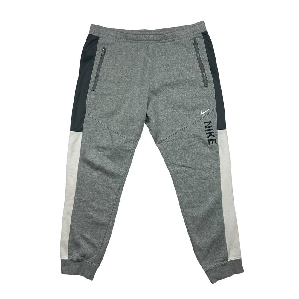 Nike Mens XL Gray Black White Colorblock Jogger Pants Fleece Sweatpants